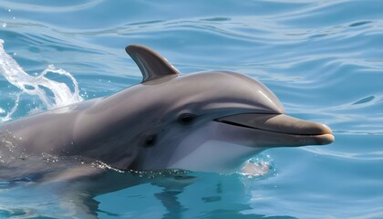 Naklejka premium A Dolphin Surfacing To Take A Breath Of Air