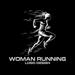 Woman Running Vector Logo Design