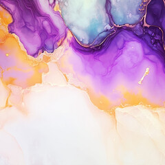 Vibrant purple and gold fluid art pattern