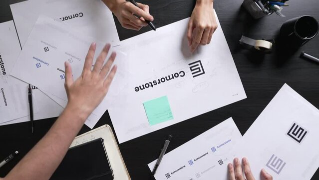 Group of Graphic designer working in office. brain storming, Artist Creative Designer Illustrator Graphic Skill Concept.