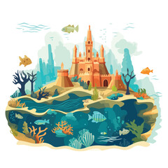 Create a map of an underwater kingdom hidden