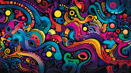 Fantasy whimsical vector patterns background. Abstract alien cartoon creators.