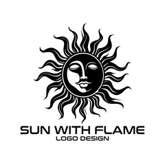 Sun With Flame Vector Logo Design