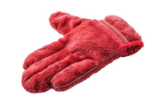 A vibrant pair of red oven mitts rests against a clean white background