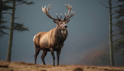 A Majestic Stag With Antlers Raised High