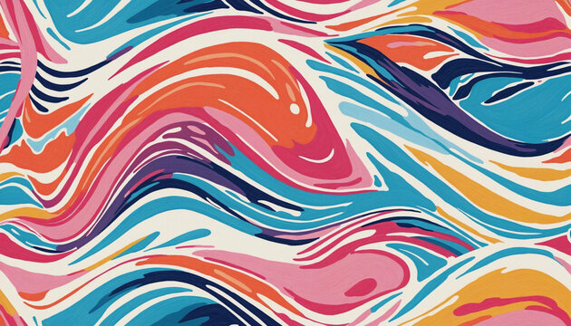 Colorful abstract brush stroke pnting seamless pattern illustration. Modern pnt line background in fun summer color. Messy ink sketch wallpaper print, freehand rough hand drawn texture.