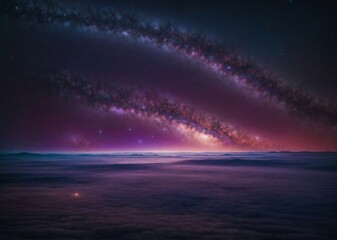 A purple sky with the stars and galaxy in the middle, galaxy sky
 - Powered by Adobe