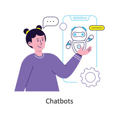 Chatbots flat style design vector stock illustrations.