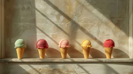 Foto auf Acrylglas Fresh tasty organic ice cream in waffle cone © Agave Studio