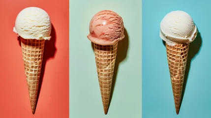 Poster Fresh tasty organic ice cream in waffle cone  © Agave Studio