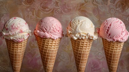 Fresh tasty organic ice cream in waffle cone 