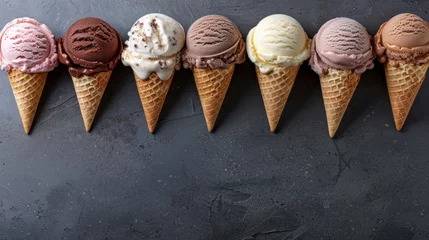 Poster Fresh tasty organic ice cream in waffle cone  © Agave Studio