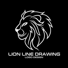 Lion Line Drawing Vector Logo Design