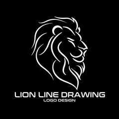Lion Line Drawing Vector Logo Design