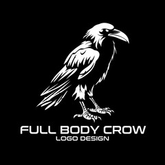 Full Body Crow Vector Logo Design