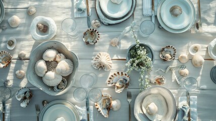 a serving table adorned with nautical-themed decorations, evoking the charm of the sea in every detail.