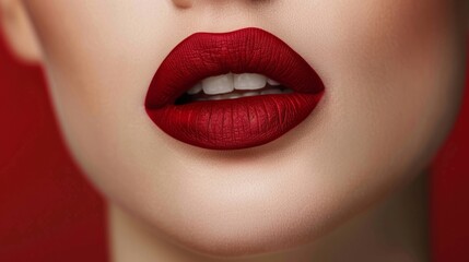 Fototapeta premium Crimson red lipstick with a matte finish