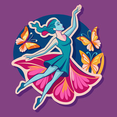 Fototapeta na wymiar Elegance in Motion Dance with the Butterflies