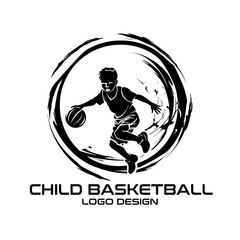 Child Basketball Vector Logo Design