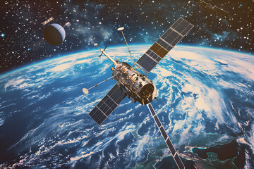 IASI Satellite in Orbit: Analyzing Climate, Forecasting Weather, Unravelling Environmental Mysteries - obrazy, fototapety, plakaty
