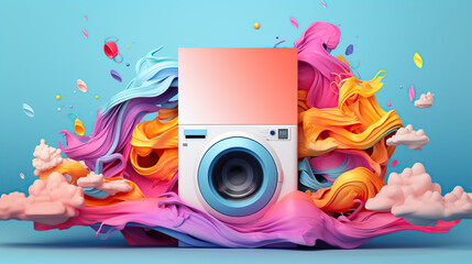 Obraz premium Horizontal banner for laundry service, special offer, sale and promotion campaign.