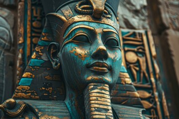 Ramses Pharaoh statue from ancient Egypt exhibits a culture steeped in history - obrazy, fototapety, plakaty