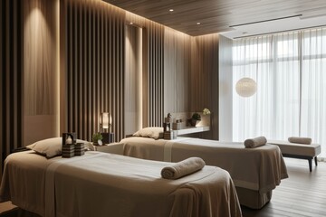 Harmony and peace in a spa interior with spectacular design and a relaxing atmosphere