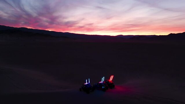 UTVs at night with Lighted Whips
