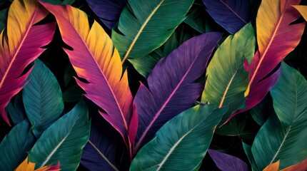 Animated tropical leaves interconnect in an artistic digital wallpaper design