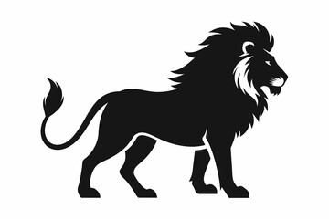 Lion sing silhouette on white background