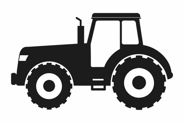 tractor silhouette on white background
