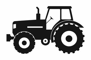 tractor silhouette on white background