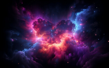 Neon Nebula Space Background. Created using generative ai.