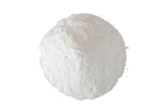 heap of backing soda or baking powder in cutout transparent background,png format,top view