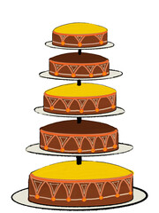 Big decorated chocolate lemon cake 