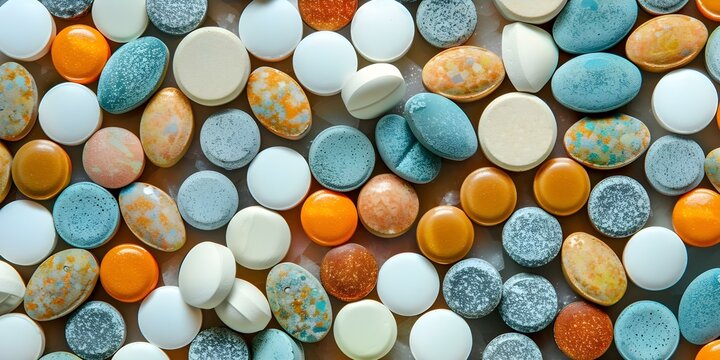 Conceptual image of an abundance of pills for healthcare and relief. Concept Healthcare, Medication, Relief, Over-The-Counter, Pharmaceuticals