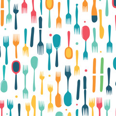 Cutlery seamless pattern abstract art background 