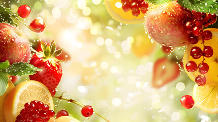 Fruity background, wallpaper full of fruits, berry background