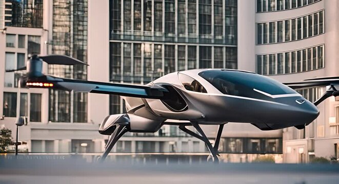 Modern evtol in the city.