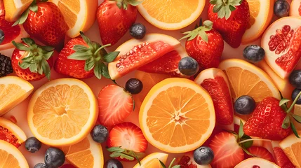 Foto op Plexiglas Fruity background, wallpaper full of fruits, berry background © Markus