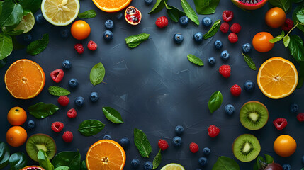 Fruity background, wallpaper full of fruits, berry background