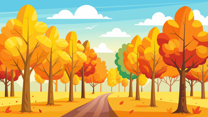 Naklejka na ściany i meble autumn landscape with trees and hills