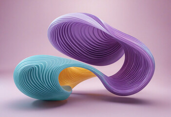 Set of abstract wavy structures, 3d render