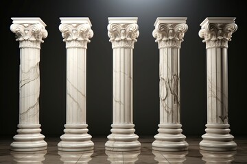 Sturdy Marble ancient pillars. Greek stone. Generate Ai