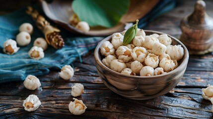 Makhana, commonly known as fox nuts or lotus seeds, are nutritious seeds harvested from the Euryale ferox plant, a member of the water lily family, predominantly grown in Asian wetlands and ponds.
