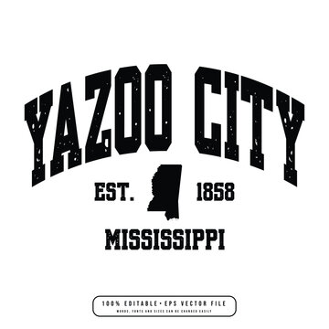 Yazoo City text effect vector. Editable college t-shirt design printable text effect vector