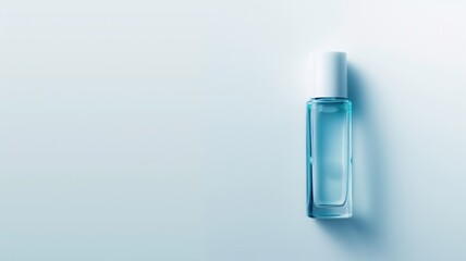 Elegant blue bottle on a serene blue backdrop, simplicity in design - obrazy, fototapety, plakaty