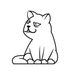 Funny Grumpy Cat Silhouette - cut out outline vector icon
