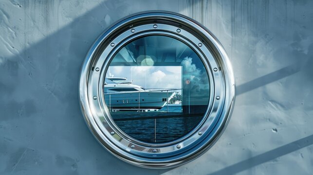 Porthole window reflections to add depth and realism to the photo while showcasing both the interior and exterior.