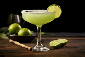 Citrusy Margarita cocktail. Ice fresh lime. Generate Ai